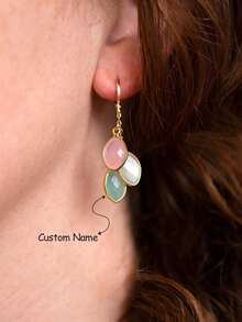 Personalized Custom Multi Birthstone Hoop Earring , Generations Jewelry Handmade For Nana Gift,Unique Jewelry Ideas For Women, Girls' Bohemian Vacation Earrings - Gold - View 2