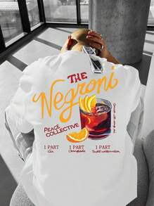 Men's Loose Printed Short Sleeve T-Shirt, Loose Type, Machine Washable, Printed Letter Pattern Design