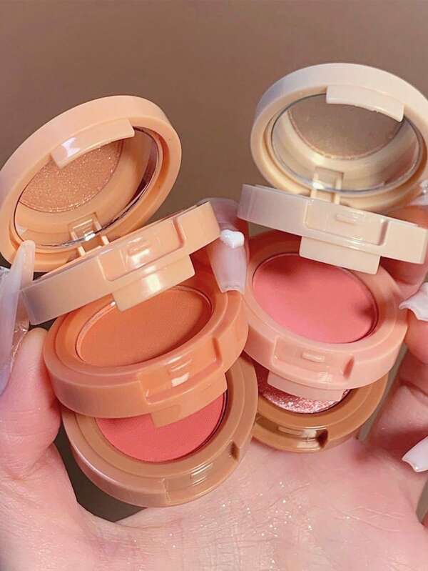 NEXT WELL Paleta compacta 3 en 1 de rubor, iluminador y polvo contouring con acabados mate y con brillo, portátil