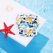 1 Stück wiederverwendbare Schwimmwindel aus Stoff, einstellbare Schwimmwindel-Hose für Schwimmunterricht Baby Mädchen, Jungen, neutraler Farbton Schwimmwindel (das Muster wird umgekehrt sein)