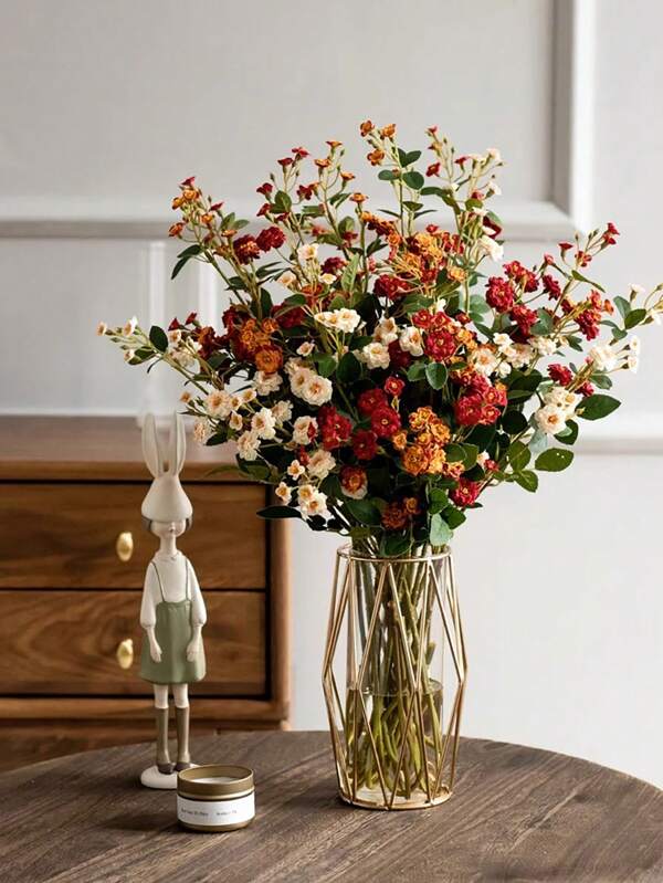 Buquê de rosas artificiais 3/5 peças, flor artificial de rosa/margarida laranja de outono, decoração de casa em estilo boêmio, adequado para casamentos, buquês de noiva, aniversários, arranjo de flores em vaso faça você mesmo, artigos para festas de fim de ano, decoração de quarto de fazenda de outono | Ação de Graças, Festival da Colheita, decoração de Halloween | Plantas artificiais