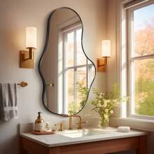 Asymmetric Wall Mirror - Black Irregular Abstract Wall Mirror Nautical Aluminum Alloy Frame Wall Mirror, Living Room, Bedroom, Bathroom, Entrance Passage, Wardrobe