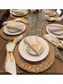 5/10/50支装白色纸折扇，白色竹制手持折扇，适用于订婚、毕业、婚礼派对装饰、卧室家居桌面摆件 - 白色 - 查看 6