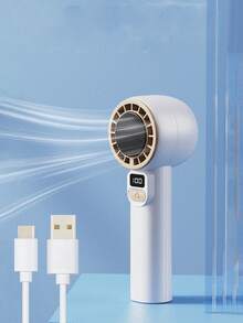 手持强力风扇，100 档无级变速，USB 快速充电，涡轮滚筒无级变速风扇夏季降温、海滩、旅行 - 彩色 - 查看 3