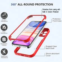 Hadaasi 1pc Red 2-In-1 Full Body Protective Case With Front Screen Protector, TPU Soft Edge + PC Hard Back Cover, Compatible With IPhone 16/16E/15/14/13/12/11 Pro Max/Plus/SE2/SE3/7/8 And Galaxy S26Ultra/S26Plus/S26/M36/S25FE, Redmi 12/13C/12C/Note 12 Pro/NOTE14PRO+/NOTE13PRO/NOTE13PRO+, POCO M6PRO, OPPO Reno14 Pro/Reno14 F, Infinix Hot 60 Pro/Hot 60 Pro+ - Red - View 4