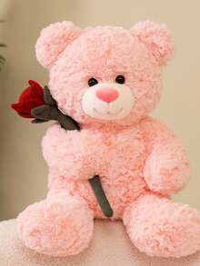 1PC Cute Rose Bear Plush Doll, Valentine's Day, Mother's Day, Christmas Gift, Girl's Birthday Bear Gift