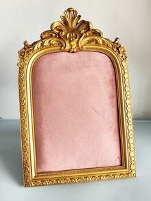 1Pc Vintage Baroque Style Resin Jewelry Display Towers, Gold White Pink,Tabletop Rectangular Necklace Organizer With Velvet Backing, Multipurpose Accessory & Earring Holder, Decorative Jewelry Showcase Without Electricity Back To School - Multicolor - View 10