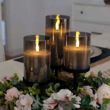1/3 Peças Luzes de Vela LED Sem Chama, Velas Eletrônicas Premium Cinza, Lâmpadas de Vela 3D à Bateria, Decoração Doméstica Ambiente Romântico, Adequado para Casa, Quarto, Festa, Casamento, Aniversário, Feriado, Decoração de Vela para Proposta