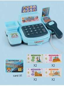 1 件模拟收银机迷你游戏，电子游戏机发出声音和灯光，假装在超市收银机工作作弊游戏，休闲礼物