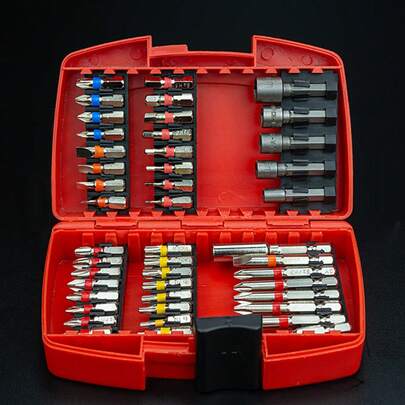 45-Piece S2 Material Electric Screwdriver Bit Set, Flat, Pozidriv, Hex