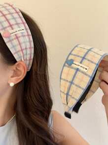 1/2pcs Women Fashion Minimalist Heart Striped Grid Headband, Hairband Head Hoop Hair Accessories