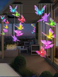 7 Style Outdoor Waterproof Solar Wind Chime Lamp, Portable Color-Changing LED Wind Chime Suitable For Home Decor Outdoor Garden Patio Porch Window Lawn Deck Terrace Tree Fence Porch Balcony Family Dinner Birthday Party Wedding Decor Atmosphere Light - Multicolor - View 11