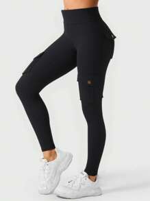 Butt-Lifting Cargo Yoga Leggings – High Waist Tummy Control Workout Pants With Pockets