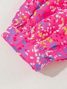 Acelitt 夏季时尚抽象印花长袖宽松Polo领套头衫