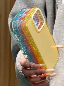 Stylish Candy Color Jelly Wavy Side Phone Case Compatible With IPhone 16 15 14 13 12 11 Pro Max Cartoon Colorful Shockproof Back Cover - Pink - View 3