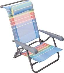 Beach Folding Chair With Rainbow Textilene 7 Position Adjustable - Multicolor - View 2