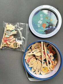 蒙特梭利幼儿钓鱼游戏 - 儿童木制钓鱼玩具礼物，适合 3 岁女孩男孩（随机动物），男孩玩具，男孩玩具，木制玩具