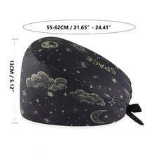 1 件时尚印花护士帽，手术帽，适合女/男医生、护士、美容院、宠物医院、管家，具有吸湿排汗带，抗菌防尘，星星印花设计，休闲风格，涤纶，适合所有季节、办公室、学校