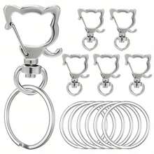 50 件金属旋转龙虾扣、星形环和开口环，DIY 钥匙扣制作用品