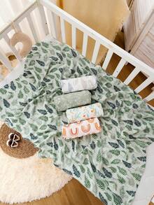 1条双层纯棉纱布婴儿襁褓毯，婴儿拍嗝巾，纱布襁褓包巾，110*120厘米男女通用婴儿毯，适合男孩和女孩 - 彩色 - 查看 2