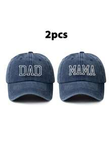 2 件男女通用复古风格爸爸妈妈刺绣镂空棒球帽，可调节休闲帽，非常适合爸爸/妈妈，多功能户外日常穿着礼物 - F - 查看 17