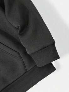 Popular Hoodies For Men'sMen's Solid Color Drop Shoulder Long Sleeve Drawstring Pocket Casual Hoodie, Autumn/Winter,Back To Schoolroomy And Comfortable - Màu xám đen - Xem 5