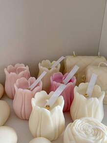 1 pieza Molde de silicona en forma de tulipán para velas perfumadas, jabón, soportes de aromaterapia, decoración para el alféizar de la ventana, rincón de lectura, plantas en maceta, diseño suave y seguro