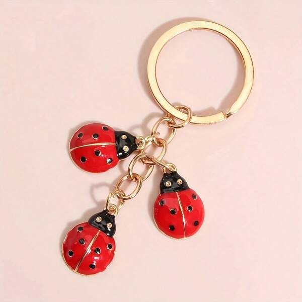 1 Stück Marienkäfer Schlüsselanhänger, Cartoon Metall Insekten Öltropfen Anhänger, kreatives einfaches Taschenaccessoire, Dekorationsartikel, Geschenk für Feiertage