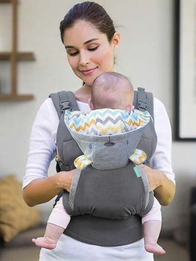 1 件舒适轻便婴儿背带，符合人体工程学设计，适合新生儿至幼儿 7-22 磅（3.2-10.9 千克），可拆卸兜帽
