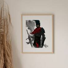 1 Pc Canvas Painting,Knight, Helmet, Red Scarf, Sword, Armor, Abstract Art, Canvas Print ,Wood Framed Painting (1) Thickness 2.5 Cm/ 1 Inch-Home Decoration For All Occasions,Ideal New Year, Valentine's Day,Thanksgiving,Easter,Christmas Gift,Room Decoration Aesthetic,Wall Decoration Art,Perfect Gift,Autumn And Winter Wall Decoration,Living Room Decoration, Bedroom Decoration, Kitchen Decoration, Entry Decoration, Bathroom Decoration, Direct Wall Painting, High Quality Wall Painting Poster,Modern Home Decoration Stretched And Framed Ready To Hang - Black - View 7