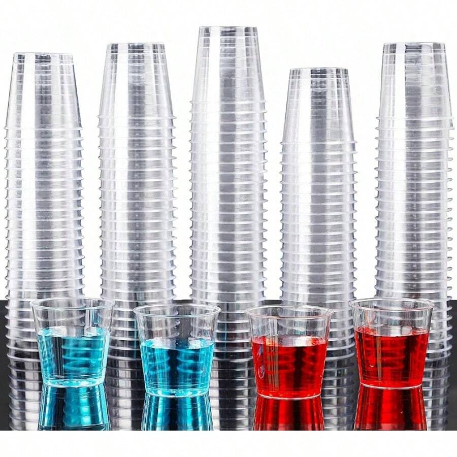 100-Pack 1oz Plastic Shot Glasses – Clear Disposable Mini Cups For Jello Shots, Tasting Samples, Sauces & Pudding - 500 - View 1