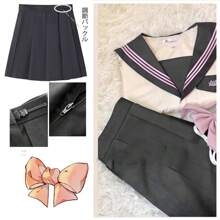 Sailor Uniform, Grey, High School Girl, Uniform, Cosplay, Cute, Authentic Uniform, Long Sleeves, 4-Piece Set, Embroidered Pattern, Bow, School Uniform, Girls' Uniform, Short Sleeves, JK, Halloween, Costume, Junior High School Student, School Uniform, Cultural Festival, School Festival, Graduation Ceremony