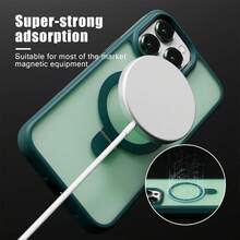 Hadaasi 1 个绿色柔软触感磨砂磁性枢轴支架，带合金镜头膜，PC + 硅胶 TPU 二合一，带隐藏式可旋转磁性金属可折叠指环支架，超薄防震半透明磨砂气垫防指纹手机壳，兼容 Apple 17 Pro/17 Pro Max/17 Air/17/16 Pro/16 Pro Max/16 Plus/16/16E/SE4/15 Pro/15 Pro Max/15 Plus/15/14 Pro/14 Pro Max/14 Plus/14/13 Pro/13 Pro Max/13/12 Pro/12 Pro Max/12/11 Pro Max/11/11 Pro 防水防摔防刮 - 綠色 - 查看 6