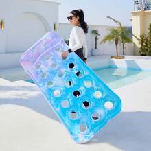 1 buah Kasur Apung Pantai Tiup Berlubang Bulat, Bahan PVC, Pelampung Gradien Berlubang dengan Payet, Kursi Apung Pantai Tiup Musim Panas, Perlengkapan Pantai, Aksesoris Pantai, Pelampung Kolam Renang, Perlengkapan Kolam Renang Tiup - MultiWarna - View 5