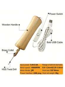 電動樹脂珠寶鑽套裝，50入組木質手柄樹脂工具，多用途功率專為鑽孔、砂磨、拋光、切割、雕刻、DIY樹脂工藝而設計的實用便捷精密珠寶製作工具 - 彩色 - 查看 4