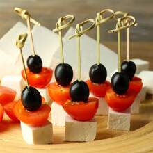 20/50/100/200pcs Knotted Bamboo Fruit Toothpicks, Suitable For Snack, Beverage, Handmade Food Decoration - Great For Christmas, Wedding, And Barbecue Parties