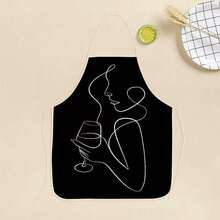 1 Piece Abstract Line Style Kitchen Apron, Niche Minimalist Design Showing Women's Unique Charm Suitable For Couples Barista Party Gathering - Multicolor - View 11