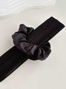 2pcs Set Solid Color Casual Synthetic Hair Scrunchies, Fashion Accessories, Suitable For Women All Seasons