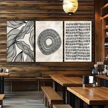 1 pieza/3 piezas Arte de pared abstracto minimalista con líneas, decoración moderna con formas geométricas en negro y beige, lienzos impresos como cuadros de moda para decoración de sala de estar, dormitorio, oficina en casa o dormitorio, diseño de fondo de pared. Marco opcional. - Multicolor - Ver 7