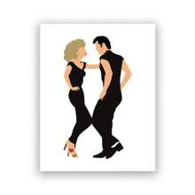 1 pièce Affiche et impression du film Grease Dansant, tableau mural moderne et drôle, peinture sur canevas minimaliste et abstraite de Pulp Fiction, décoration murale avec cadre facultatif