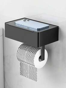 1 Pc Stainless Steel Non Perforated Wall Mounted Tissue Box, Bathroom Toilet Roll Paper Tissue Holder, Wet Wipe Box - Multicolor - View 4