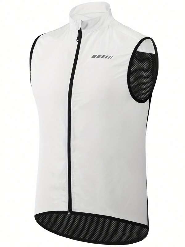 Qualicos Men's Outdoor Windproof Bicycle Tank Top - A Simple And Stylish White Breathable Sleeveless Jacket With Mesh Fabric And Zippered Pockets, Suitable For Running, Cycling, And Outdoor Activities With A Round Neck Sports Top, Suitable For All Seasons, Breathable Sportswear