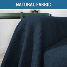 Cotton Sofa Covers Couch Cover Sofa Slipcover For Most Shape Sofas, Feature Thick Woven Jacquard Seamless With Tassels, Multi-Use Decorative For Couch (XX-Large: 91" X 134", Sand) - Navy - View 2