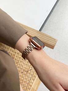 2 件/套兼容 - 玫瑰金金属可拆卸不锈钢表带 + TPU 保护壳（带屏幕保护膜），适合 38 毫米 40 毫米 41 毫米 42 毫米 44 毫米 45 毫米 49 毫米手表系列 1-8、SE、Ultra，送给家人和朋友的理想礼物