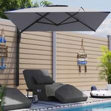 AECOJOY YODOLLA 9ft Wall Mounted Outdoor Patio Umbrella, Rectangular Awning Large Offset Cantilever Umbrellas With 180° Rotation Sun Canopy For Deck Pool Garden Backyard, Save Space - Xám - Xem 7