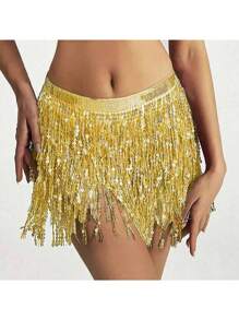 Fuste cu ciucuri și paiete cu sclipici pentru dansul din buric, fuste la modă cu curea pentru dansul din buric