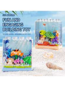Micro Particle Potted Ocean Building Blocks With Display Cover, DIY Colorful Ocean Series Building Blocks, Suitable For Birthday, Father's Day, Mother's Day, Teacher's Day Gifts, Holiday Gifts, Wedding Gifts, Wedding Decorations, Graduation Gifts, Valentine's Day Gifts, Spring/Summer Decor - Multicolor - View 6