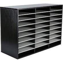 Wood Desktop 6 Tier 12 Compartments A4 Filing Tray Office Desk Tidy Mail Sorter File Holder Paper Organiser Magazine Storage Rack,White - Black - View 4