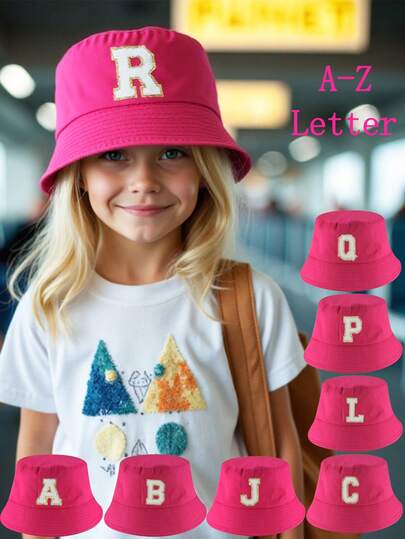 1顶儿童遮阳帽，粉色，户外渔夫帽，跑步徒步帽，透气休闲沙滩帽，适合8-13岁儿童