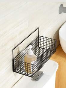 1/2pcs-Bathroom Wall-Mounted Storage Rack, Shower Storage Rack, Iron Storage Rack, Practical Skincare And Tissue Storage Rack, Bathroom Storage And Home, Kitchen Storage Rack - Black - View 2